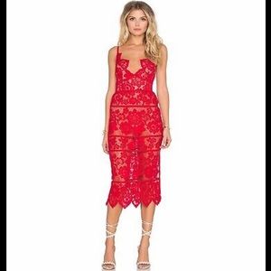 For Love and Lemons red lace dress
